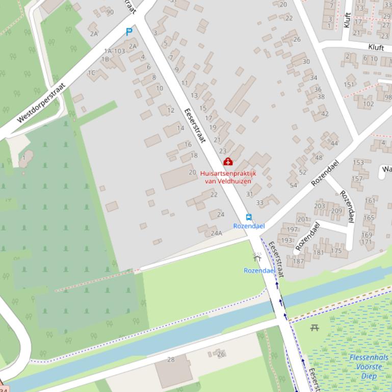 Kaart van de Eeserstraat.