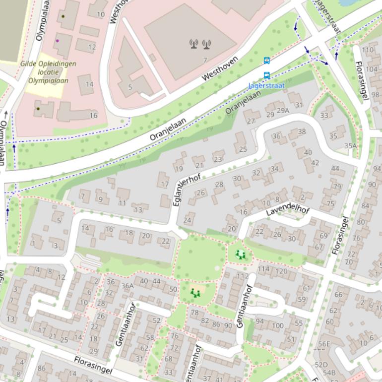 Kaart van de Eglantierhof.