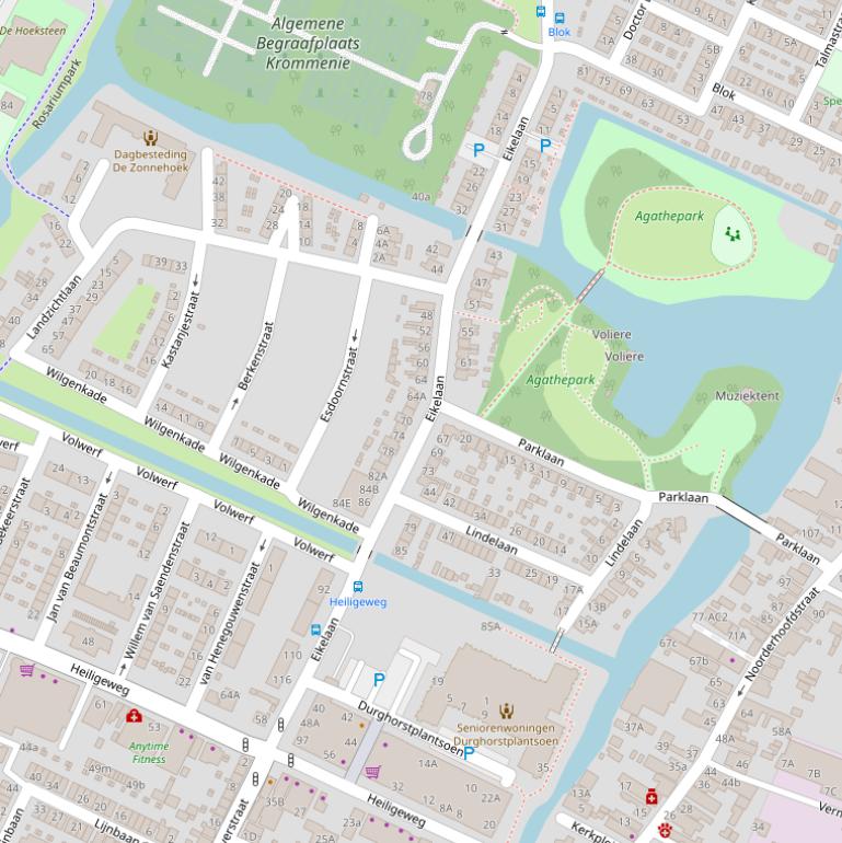 Kaart van de Eikelaan.