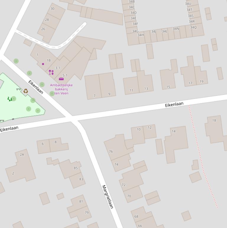 Kaart van de Eikenlaan.