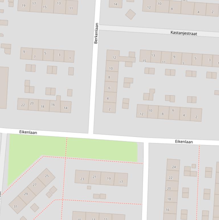 Kaart van de Eikenlaan.