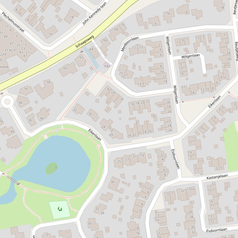 Kaart van de Eikenlaan.