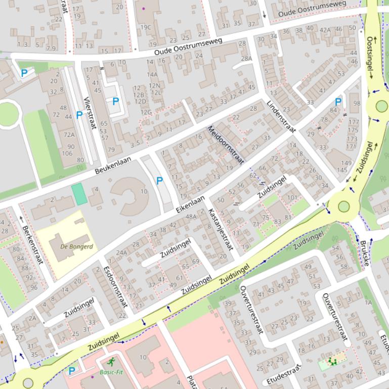 Kaart van de Eikenlaan.