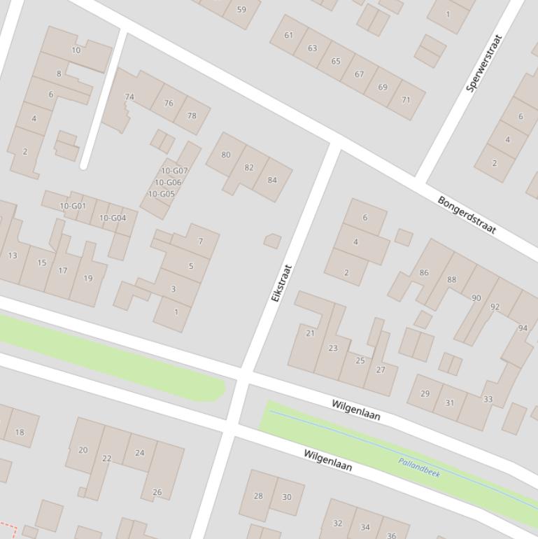 Kaart van de Eikstraat.