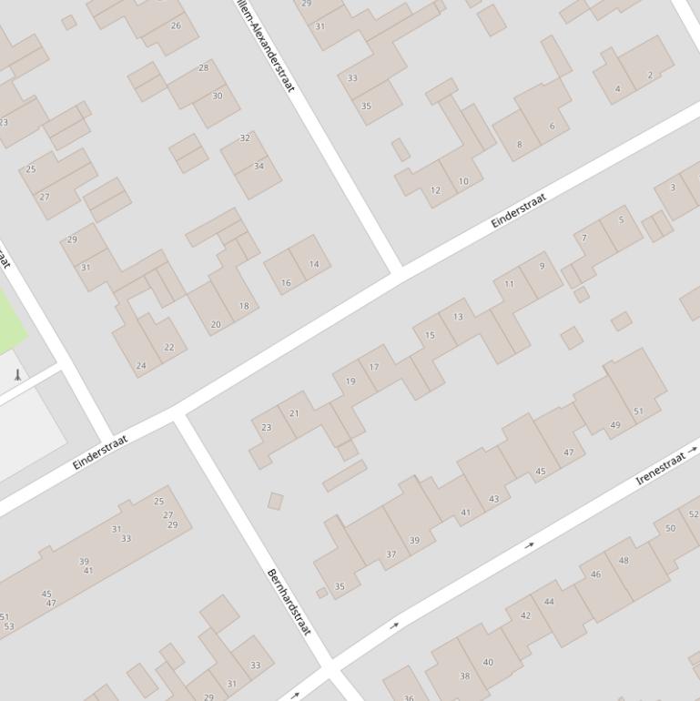 Kaart van de Einderstraat.