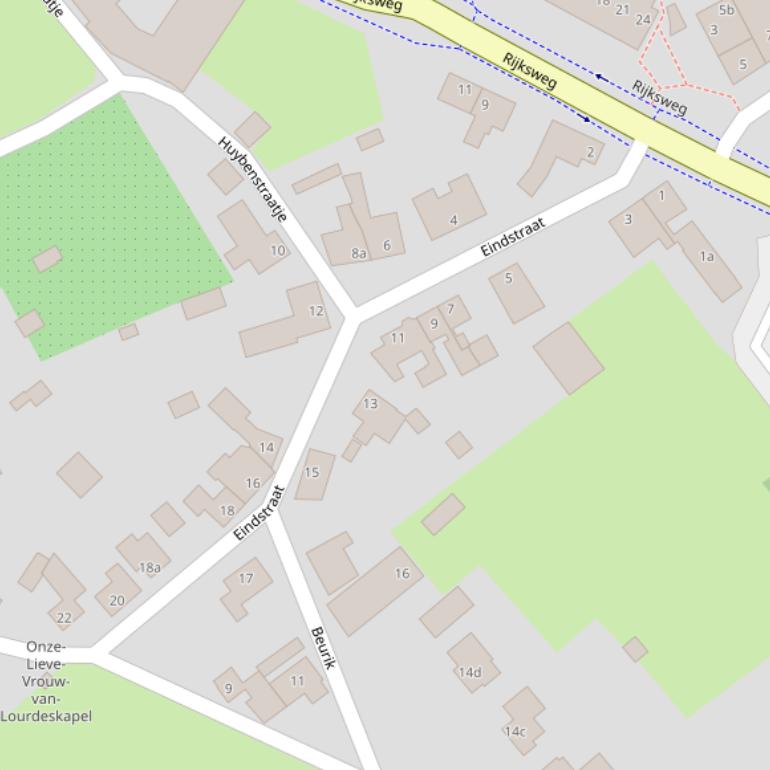 Kaart van de Eindstraat.