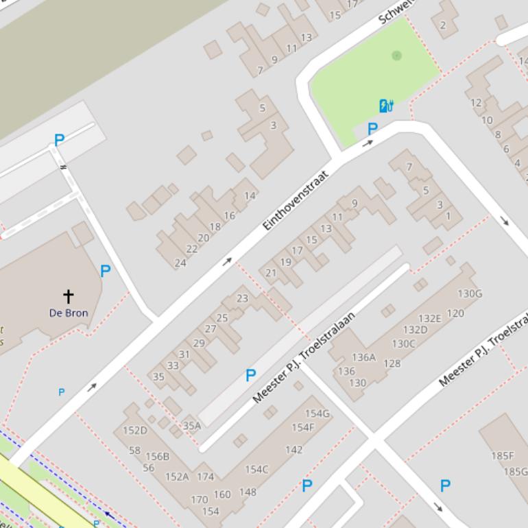 Kaart van de Einthovenstraat.