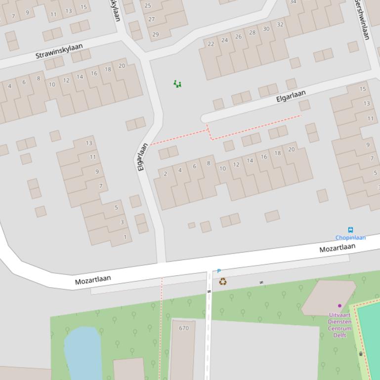 Kaart van de Elgarlaan.