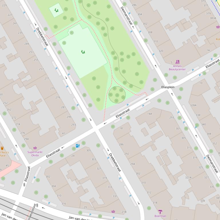 Kaart van de Eliasstraat.