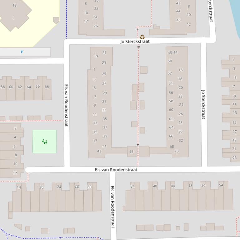 Kaart van de Els van Roodenstraat.