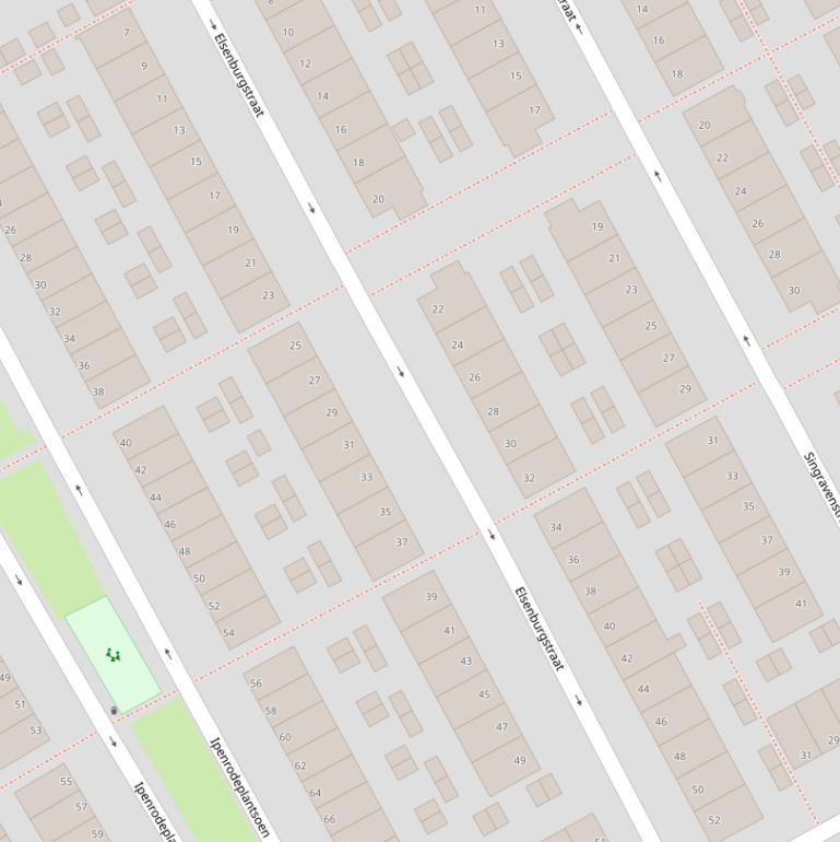 Kaart van de Elsenburgstraat.