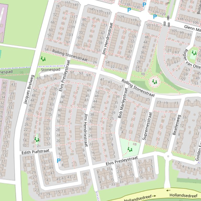 Kaart van de Elvis Presleystraat.