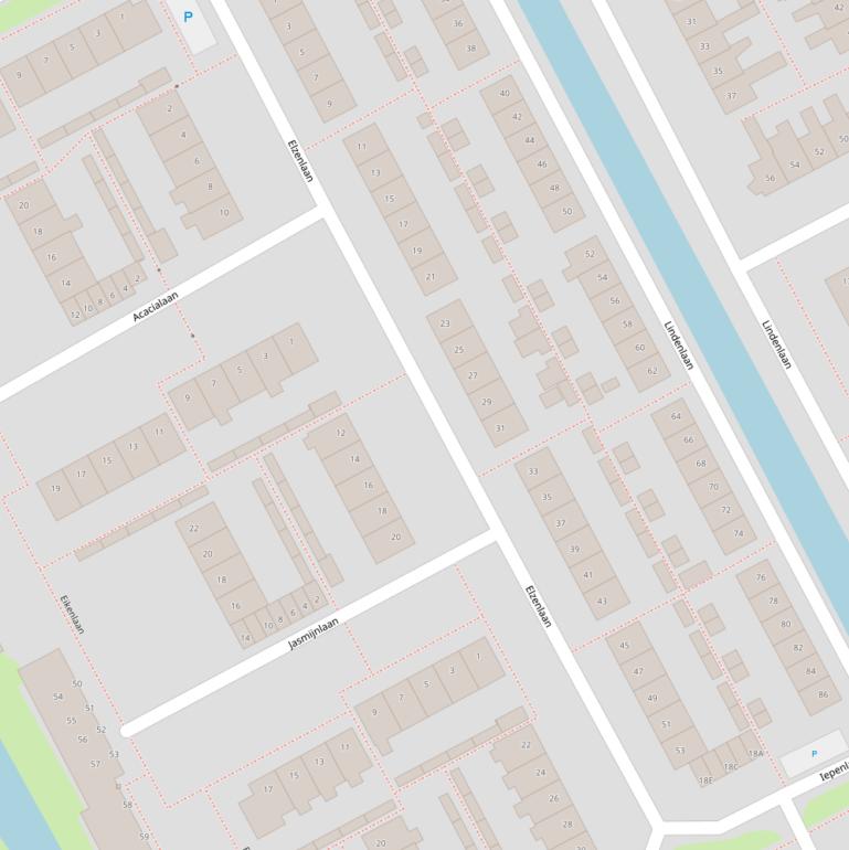 Kaart van de Elzenlaan.