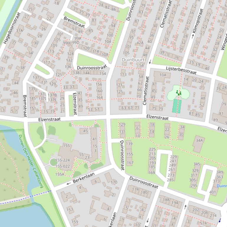 Kaart van de Elzenstraat.