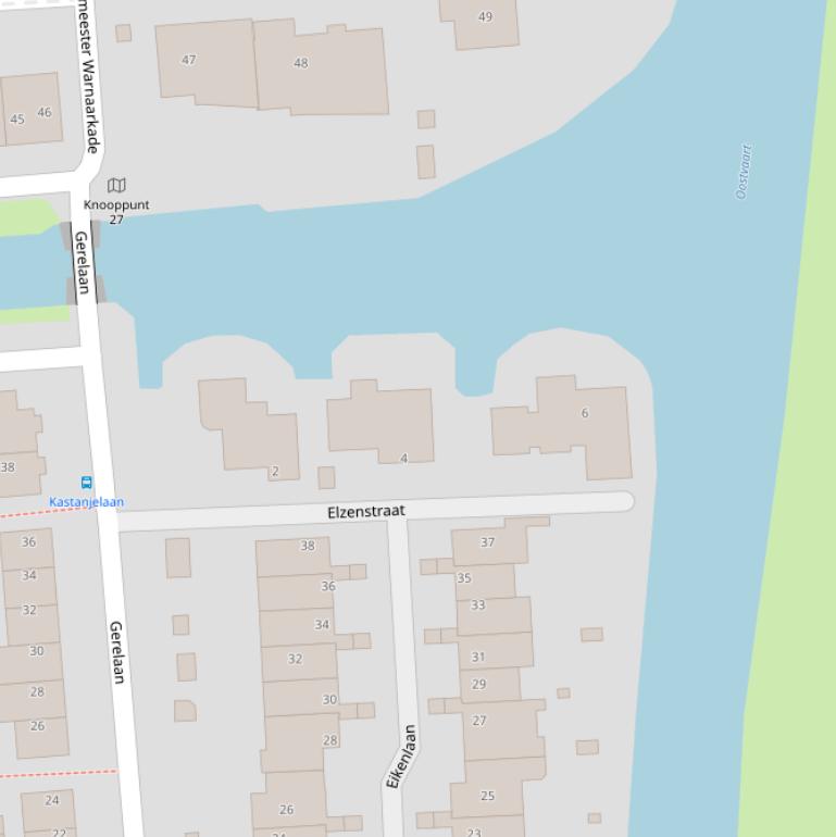 Kaart van de Elzenstraat.