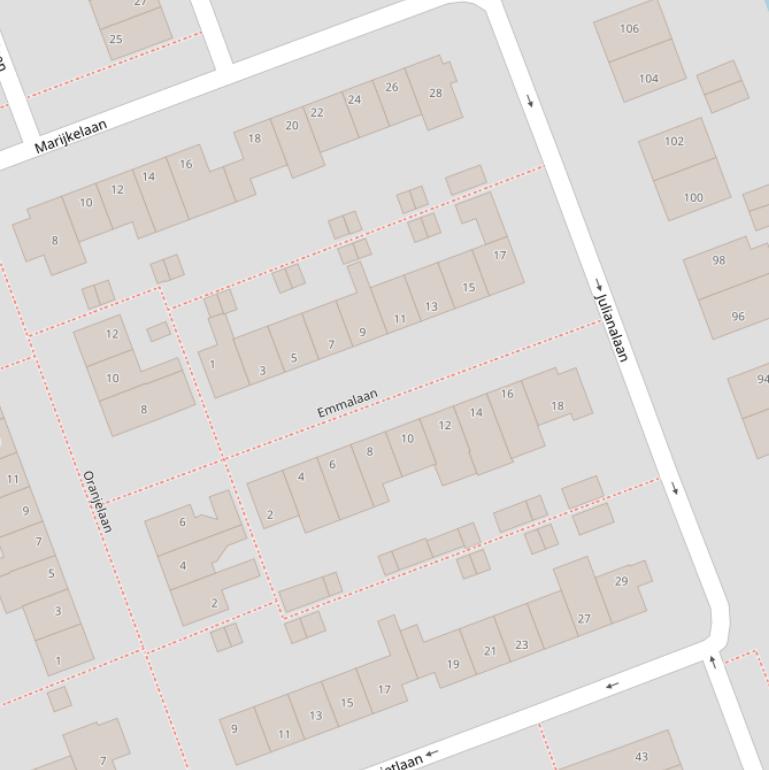 Kaart van de Emmalaan.
