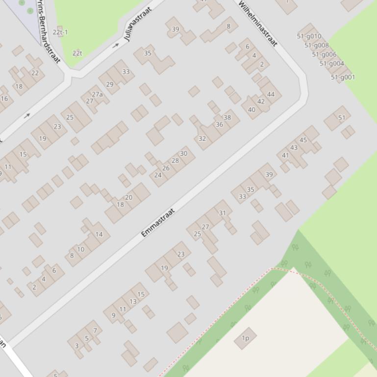 Kaart van de Emmastraat.