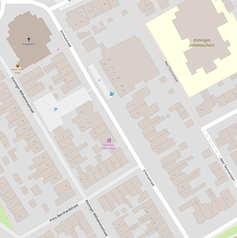 Kaart van de Emmastraat.