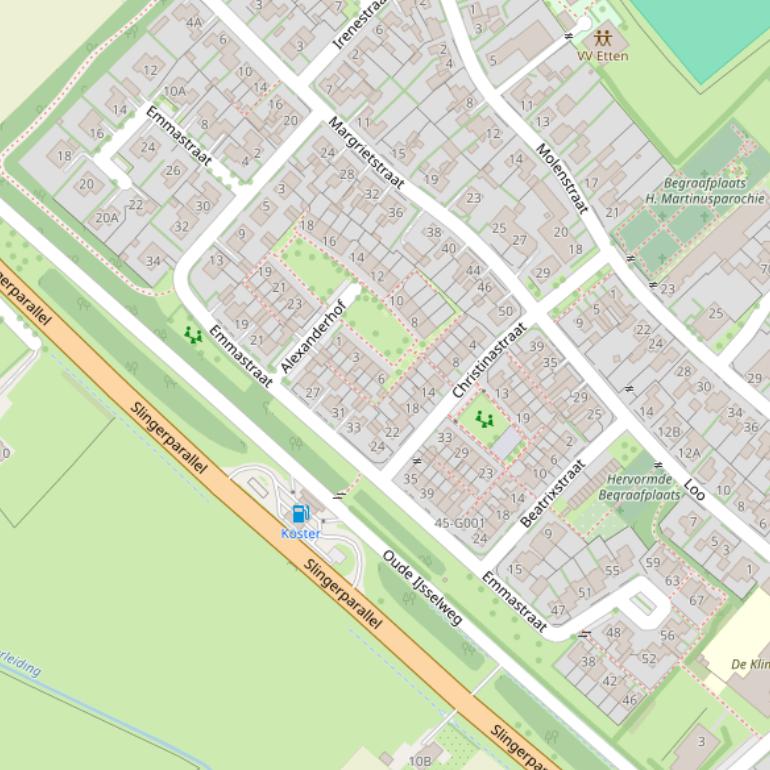 Kaart van de Emmastraat.