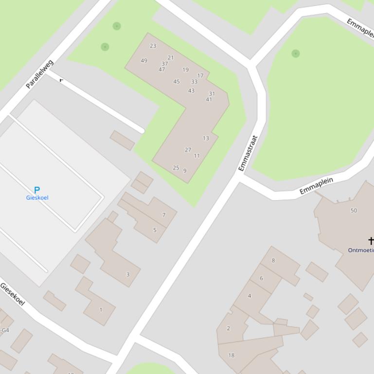 Kaart van de Emmastraat.