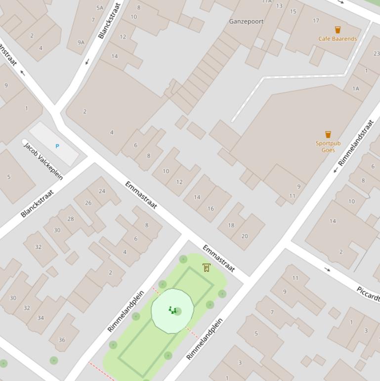 Kaart van de Emmastraat.