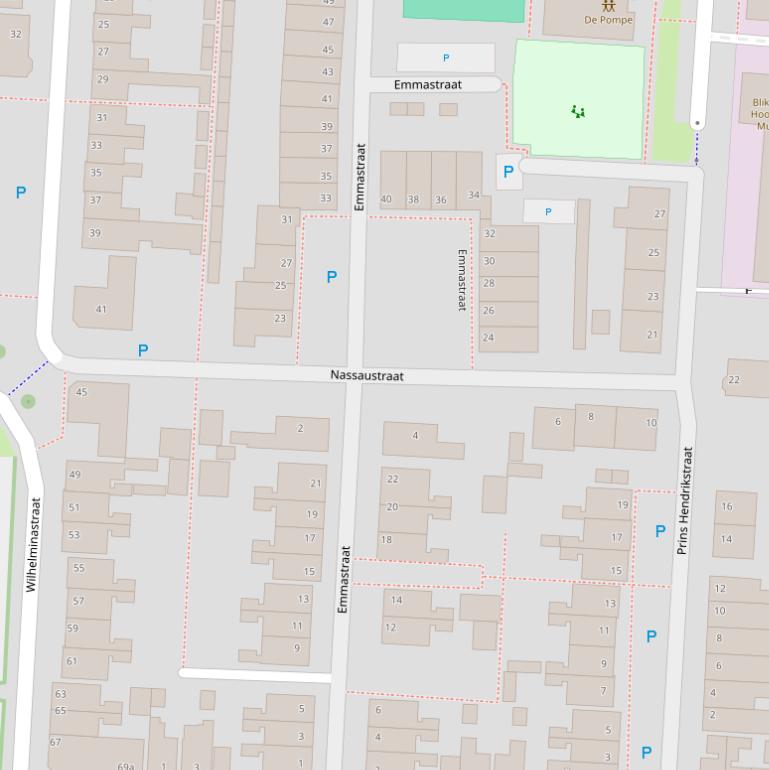 Kaart van de Emmastraat.