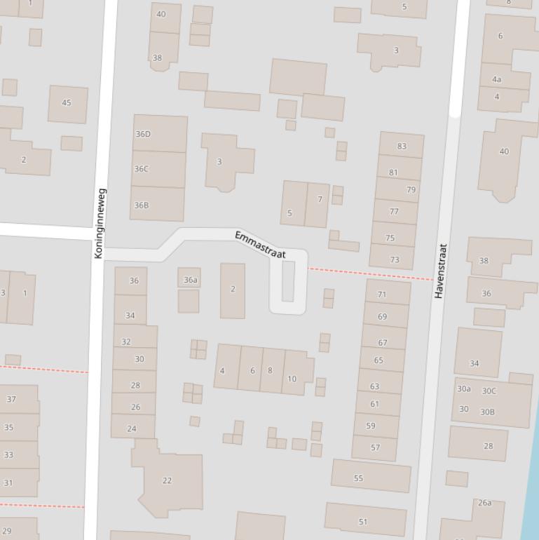 Kaart van de Emmastraat.