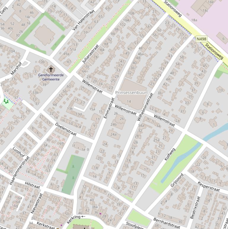 Kaart van de Emmastraat.