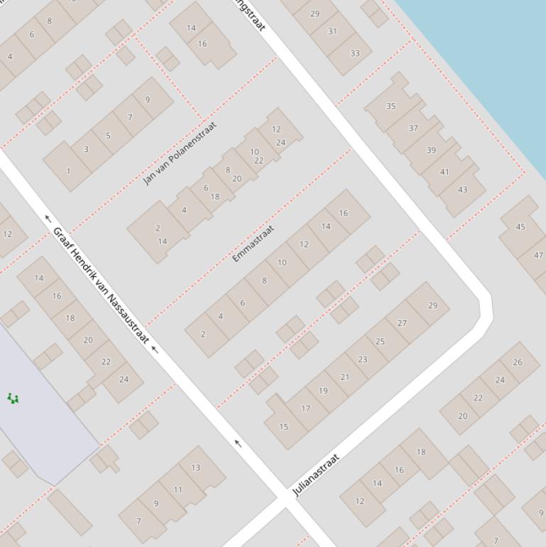 Kaart van de Emmastraat.