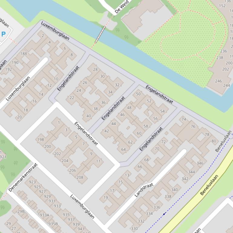 Kaart van de Engelandstraat.