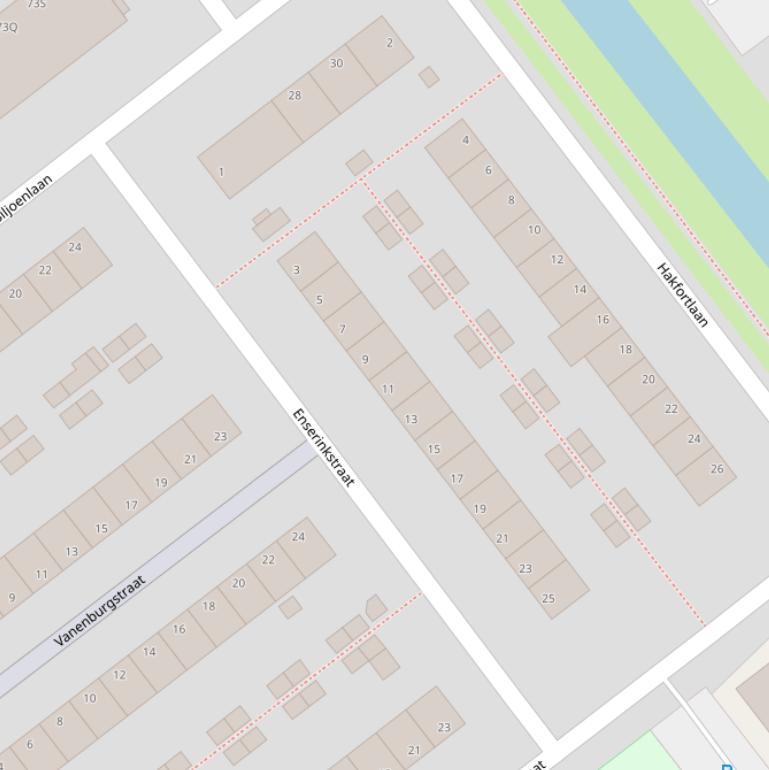 Kaart van de Enserinkstraat.