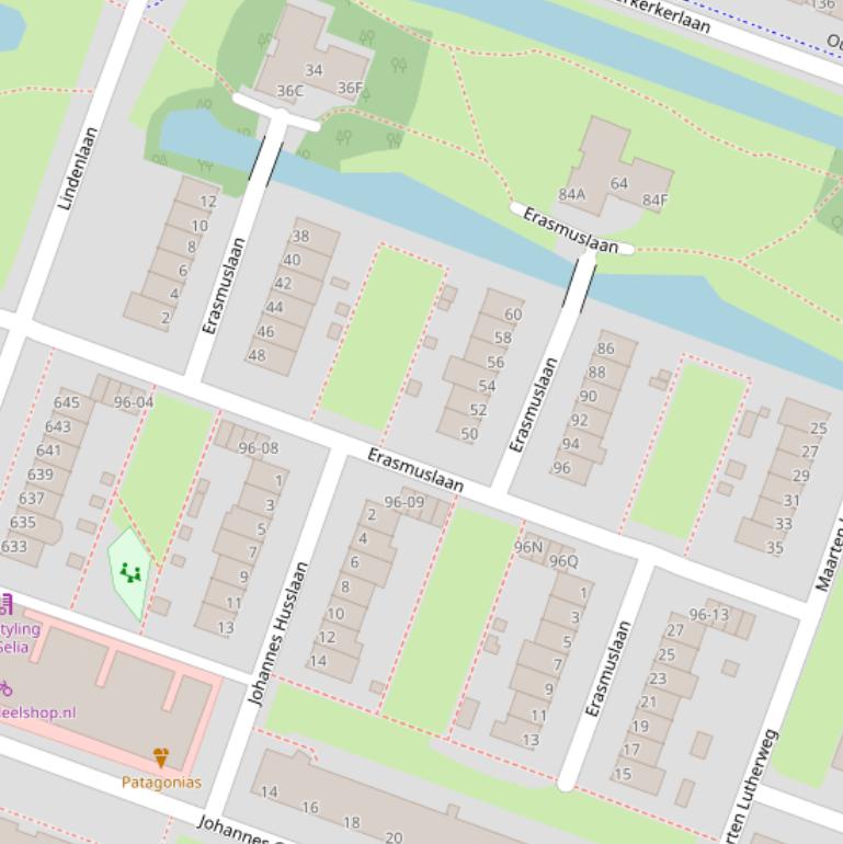 Kaart van de Erasmuslaan.