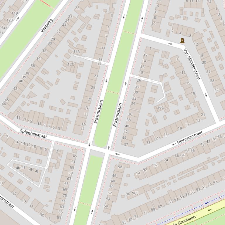 Kaart van de Erasmuslaan.