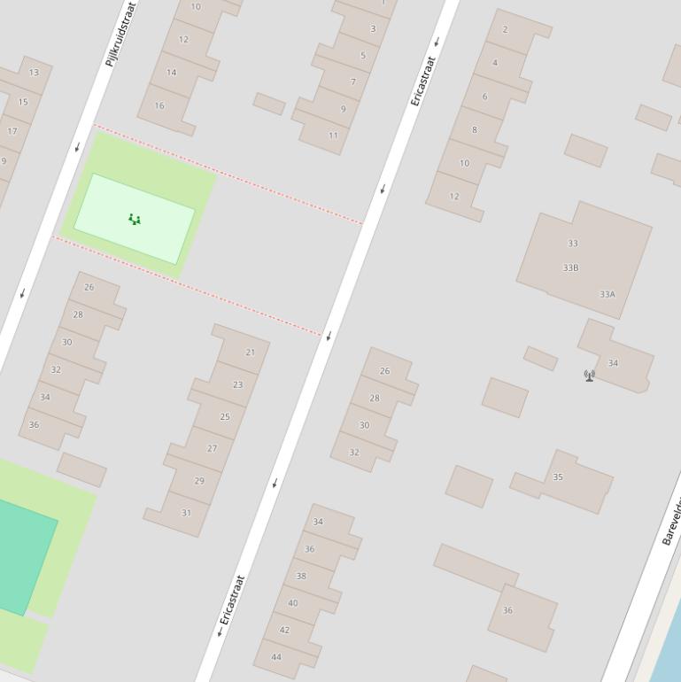 Kaart van de Ericastraat.