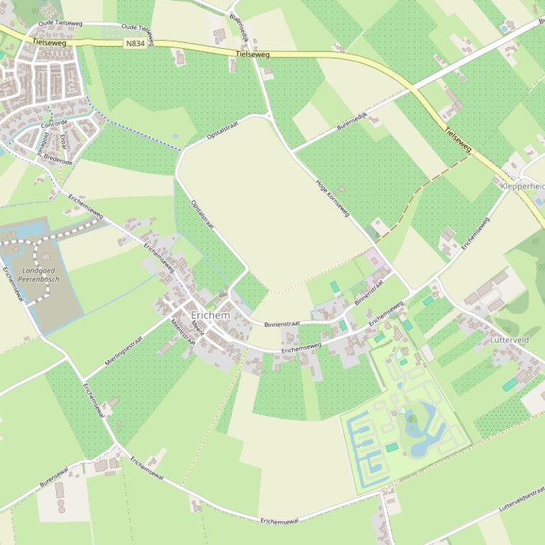 Kaart van de Erichemseweg.