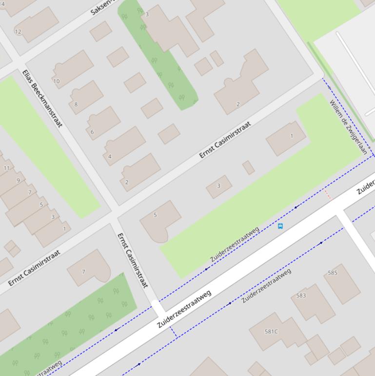 Kaart van de Ernst Casimirstraat.