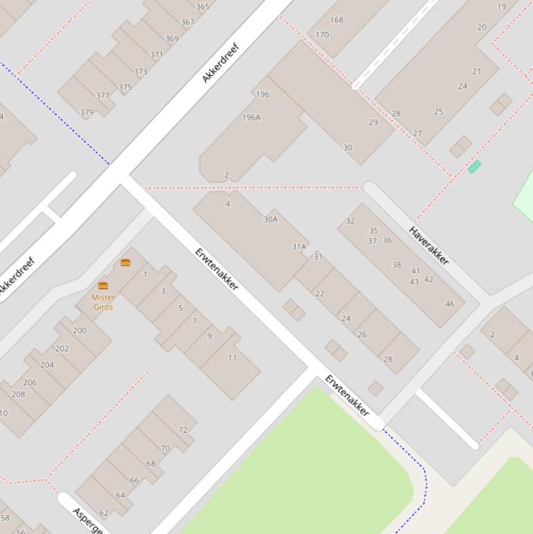 Kaart van  Erwtenakker.