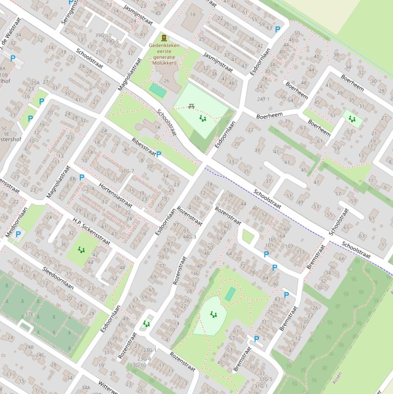 Kaart van de Esdoornlaan.