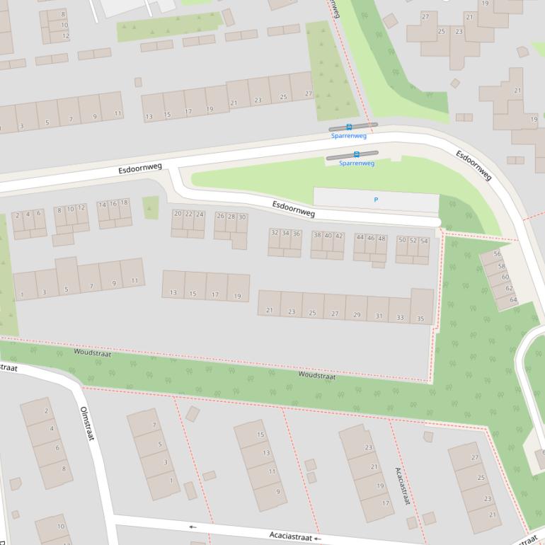 Kaart van de Esdoornweg.