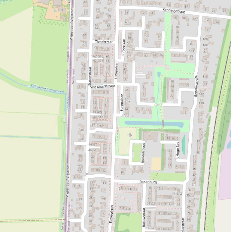 Kaart van de Europalaan.