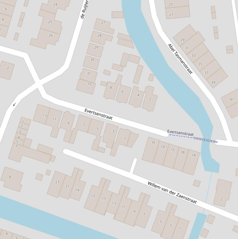 Kaart van de Evertsenstraat.