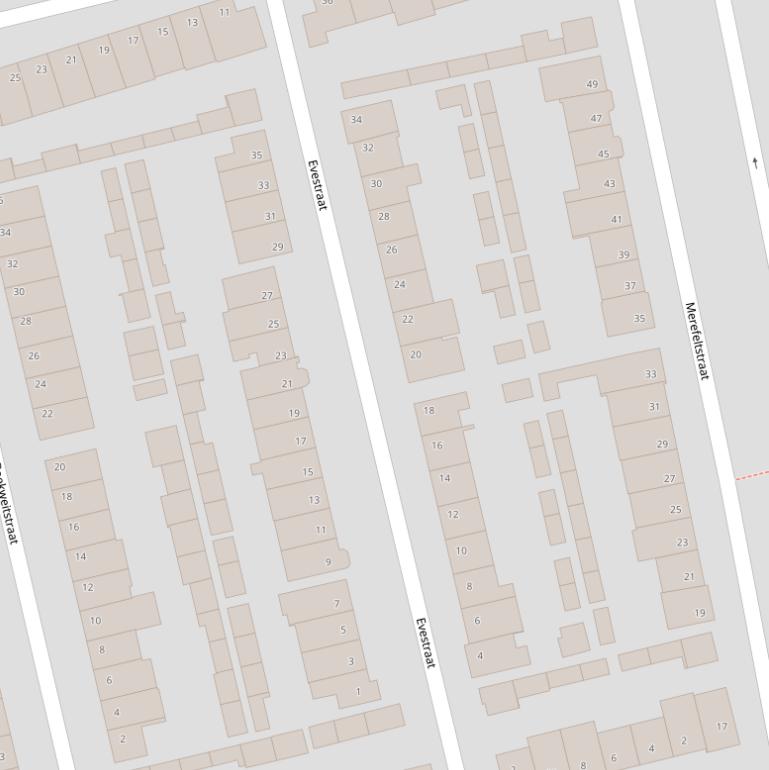 Kaart van de Evestraat.