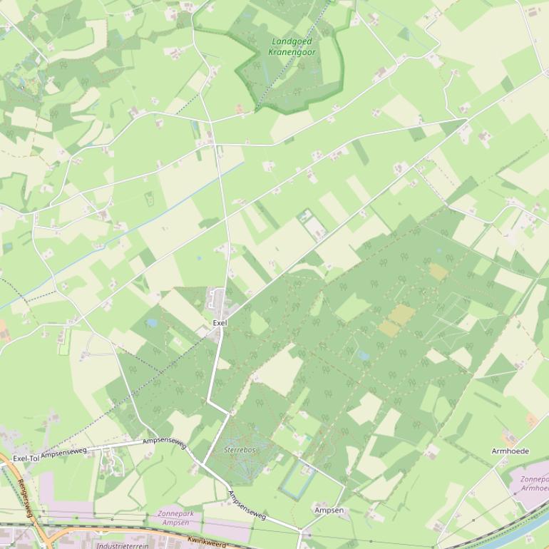 Kaart van de Exelseweg.