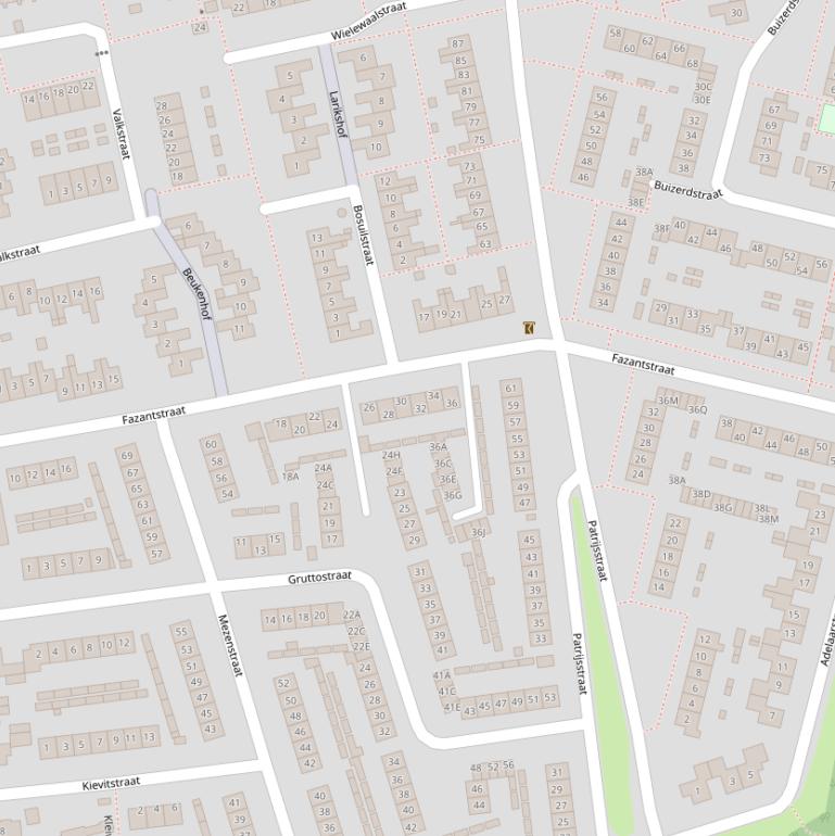 Kaart van de Fazantstraat.