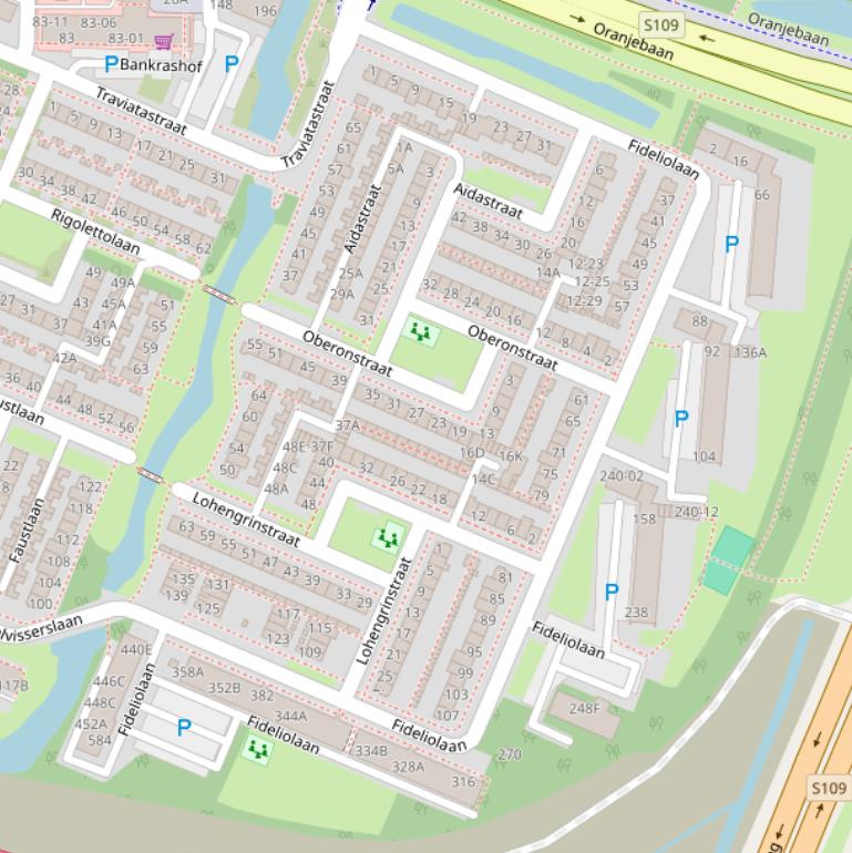 Kaart van de Fideliolaan.