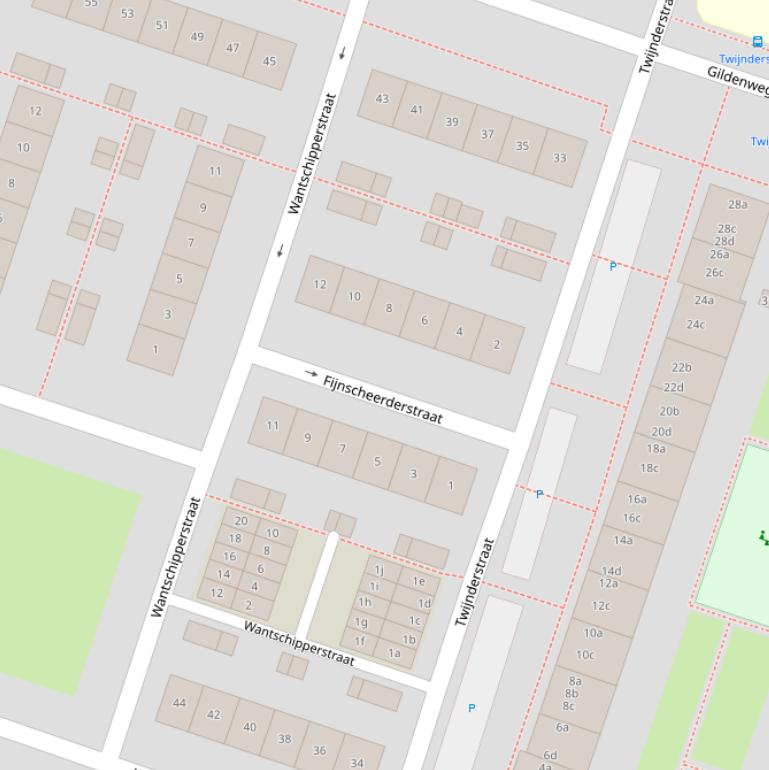 Kaart van de Fijnscheerderstraat.