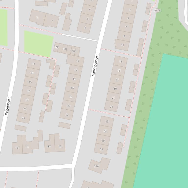 Kaart van de Flamingostraat.