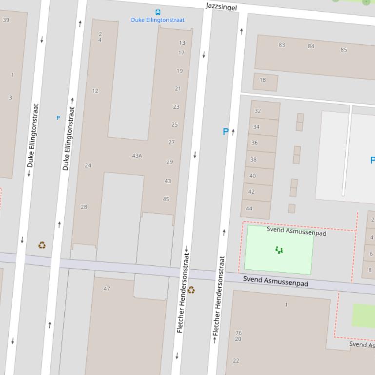 Kaart van de Fletcher Hendersonstraat.