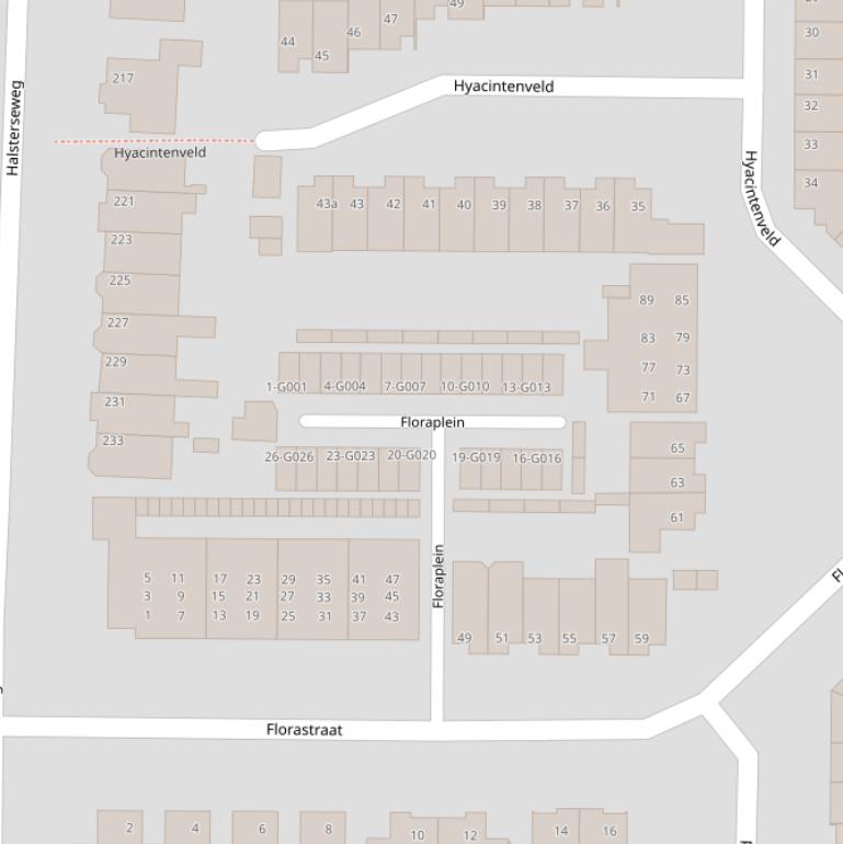 Kaart van het Floraplein.