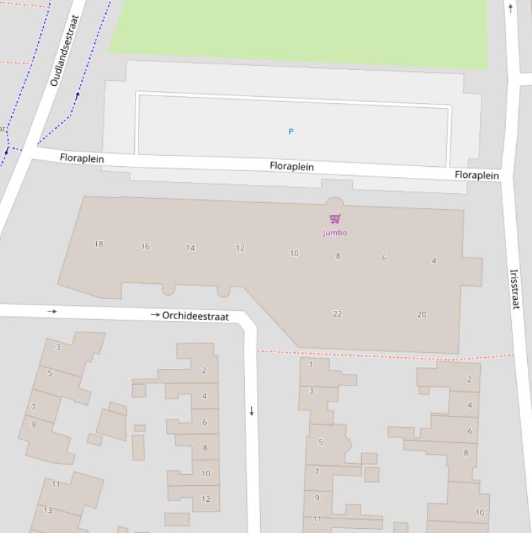 Kaart van het Floraplein.
